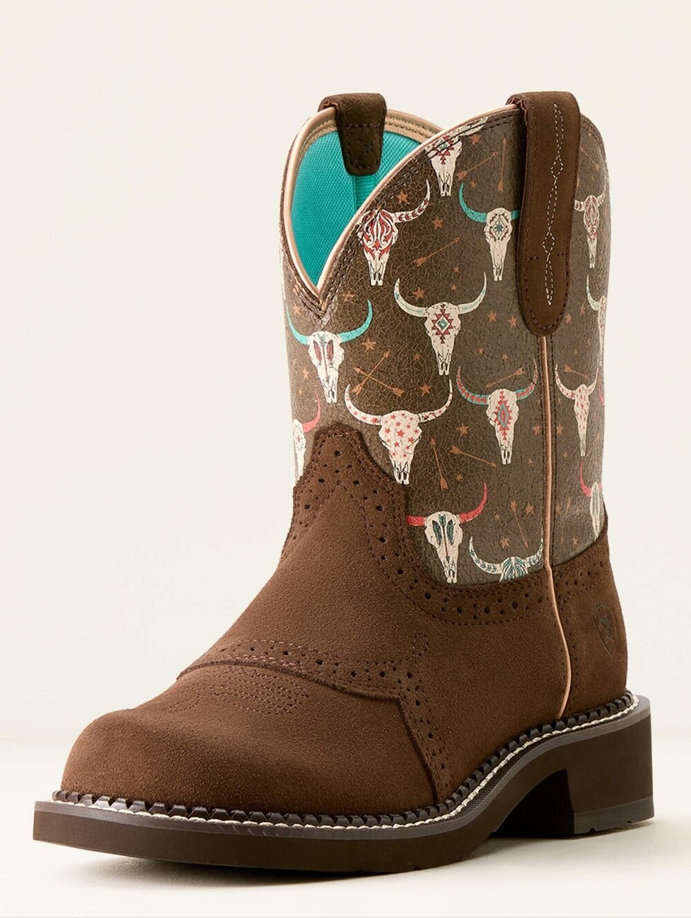 ARIAT Brown Western Heeled Boots Steer Size Youth 5 Women's 6.5